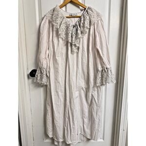 Priamo Vintage New York Cotton Nightgown Lace Ruffles Long Victorian One Size